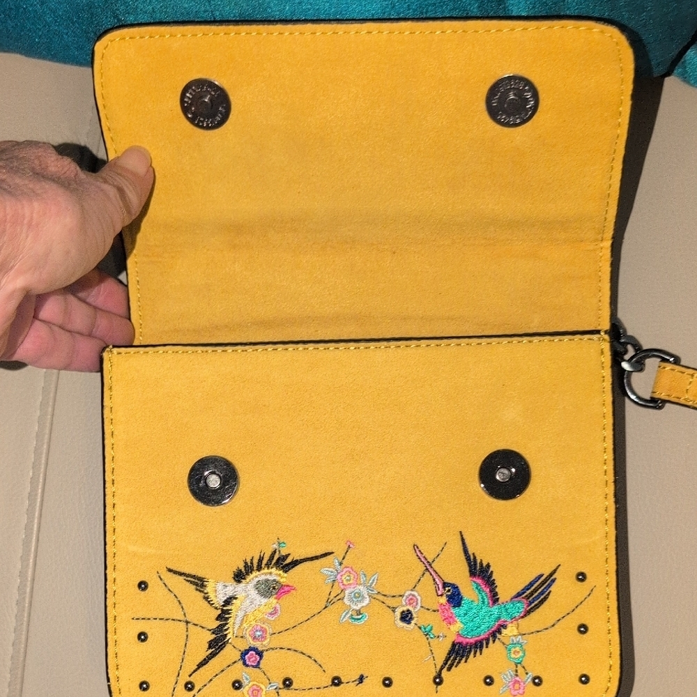 Vibrant Yellow Embroidered Crossbody Bag - Picture 3 of 11